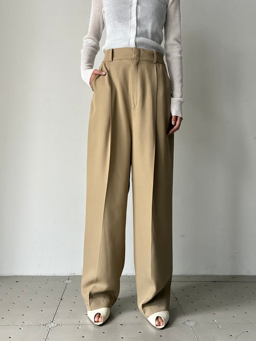 ACETATE POLYESTER TROUSERS BEIGE