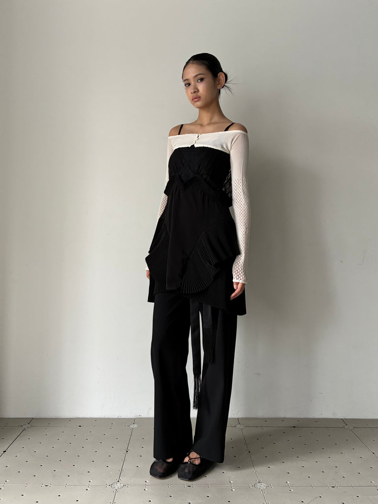 FETICO (フェティコ) | PLEATED MINI SLIP DRESS BLACK – ADDITION