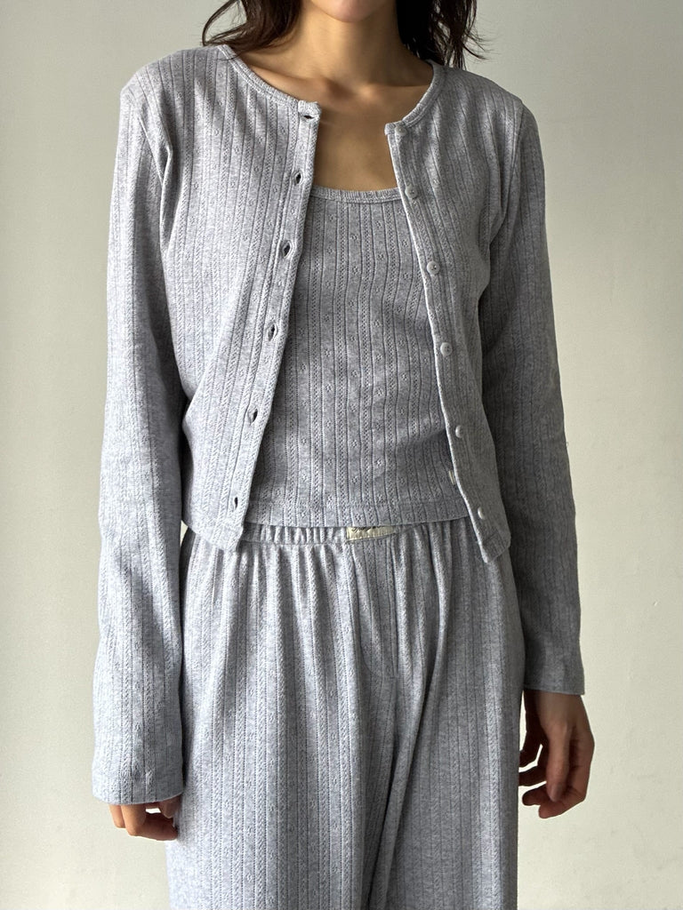 【33SR02CA04576326GY03】Signature Logo Pointelle Cardigan GREY