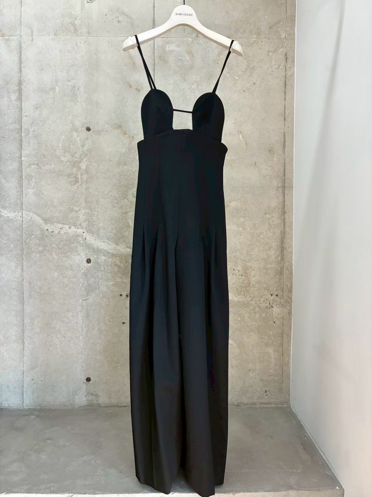 WIDE-LEGGED BRA JUMPSUITS BLACK