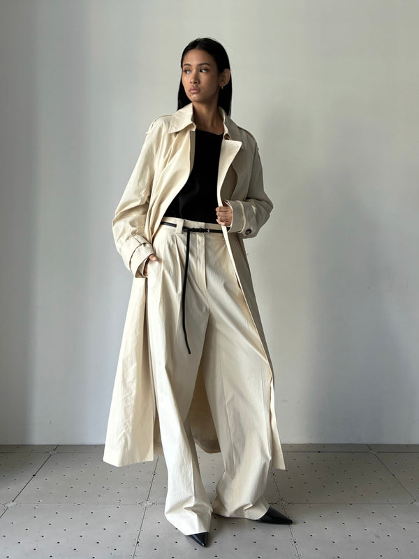 【34GS01COAT3】BONE SIDE-SLIT TRENCH COAT IVORY
