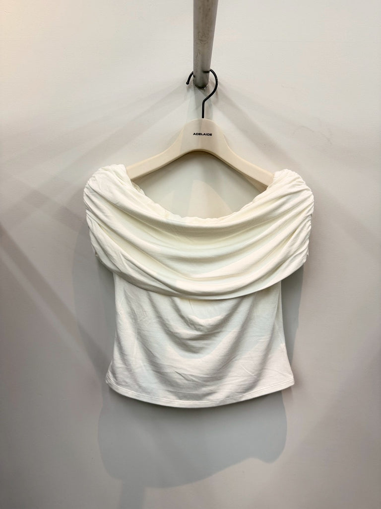 Collagen Gathered Off-Shoulder Top WHITE