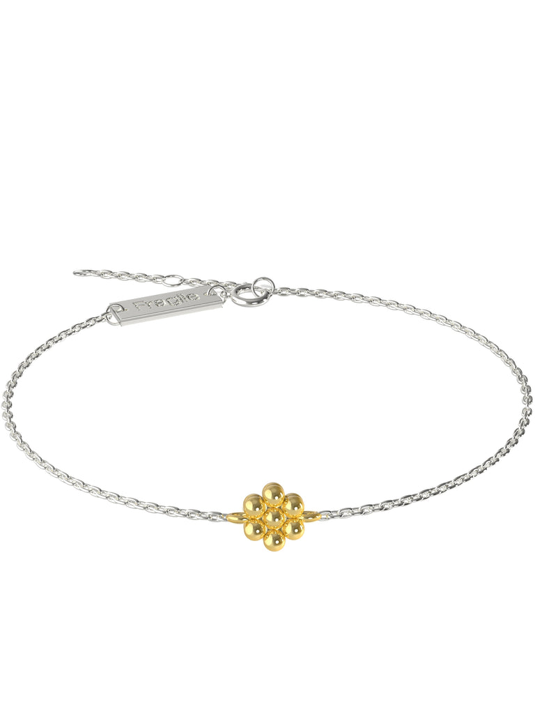 BEADED FLOWER BRACELET SILVER