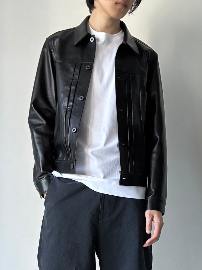 TATE DOUBLE-FACE LEATHER JACKET IN SHEEPSKIN BLACK