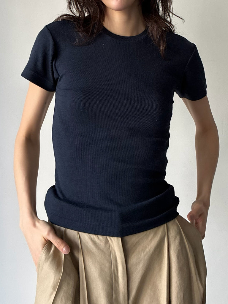 【034-026-CT015】RIB SHORT SLEEVE TS NAVY