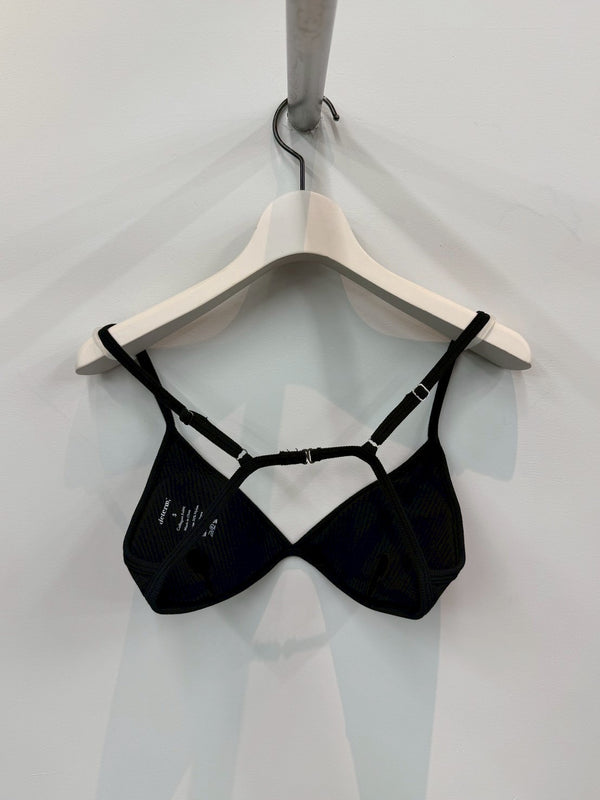 Collagen Ribbed Triangle Bra BLACK
