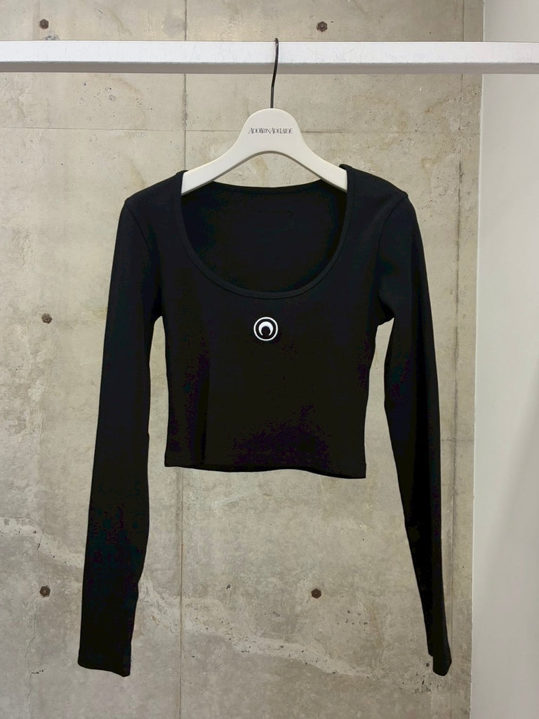 MOON LOGO JERSEY LS ROUNDNECK TOP BLACK