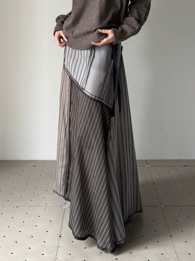 【S51MI0013M36038】LINING PATCHWORK MIDI SKIRT MULTI