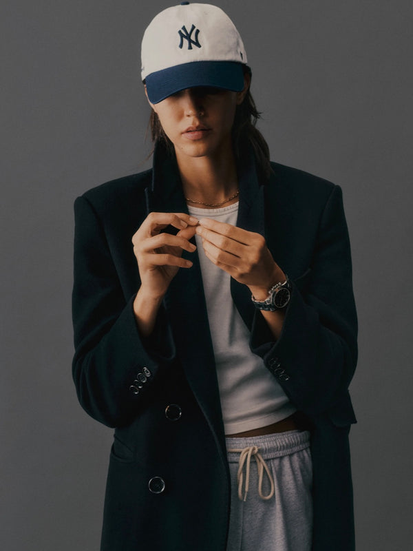 Yankees Serif Hat - White/Navy