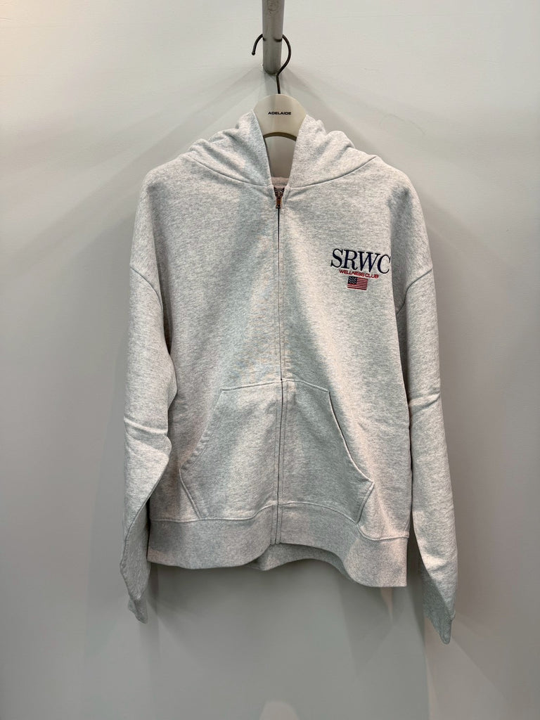 NATIONALEMBROIDERED ZIP HOODIE GREY
