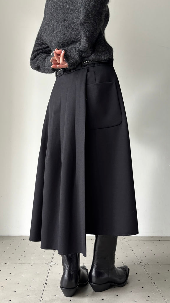 【W4264OCB】ORIGAMI SKIRT BLACK