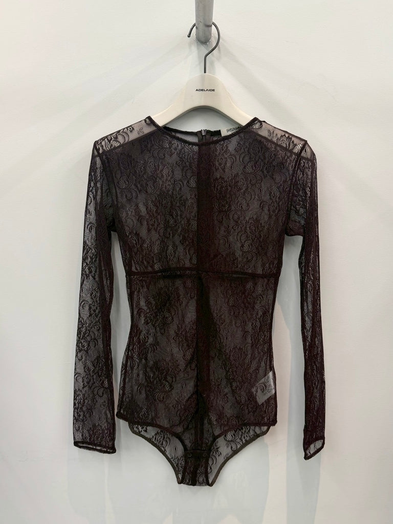 【FTC264-0413】STRETCH LACE BODYSUIT BROWN