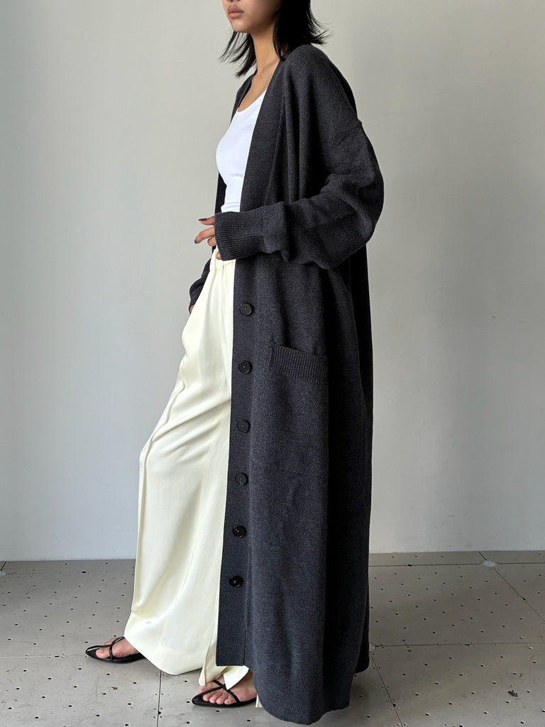 LONG FIT CARDIGAN GREY