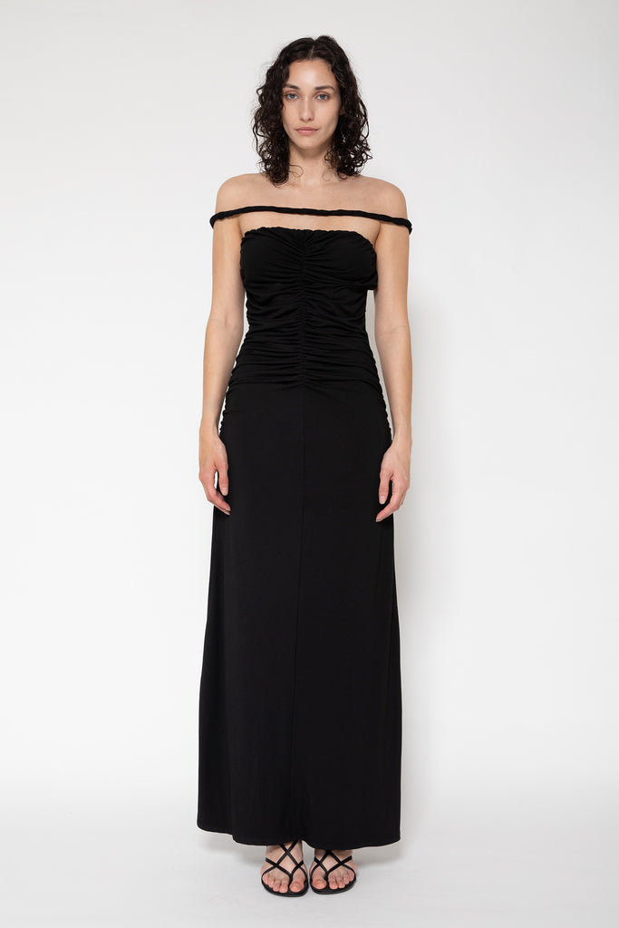 GATHERED ROPE DRESS BLACK