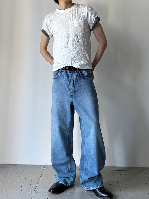 OTTO CRINKLED POCKET T-SHIRT IN COTTON WHITE