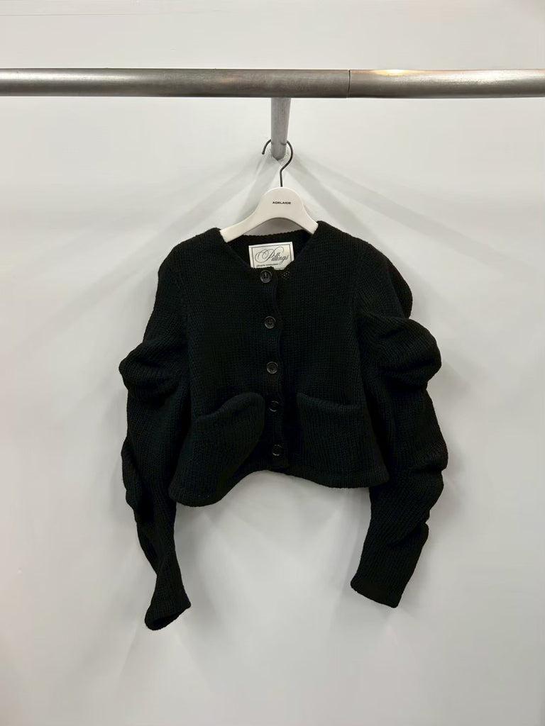 CARDIGAN WITH UNSTABLE SLEEVES BLACK