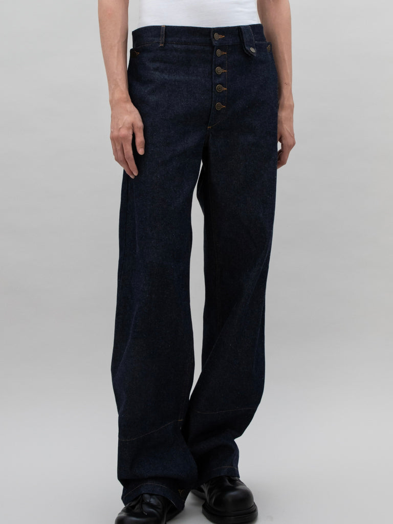 CONTRASTED HEM DENIM PANT INDIGO