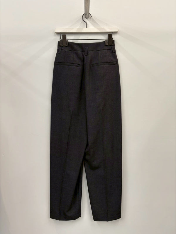 WOOL BREND TUCK TROUSERS GREY