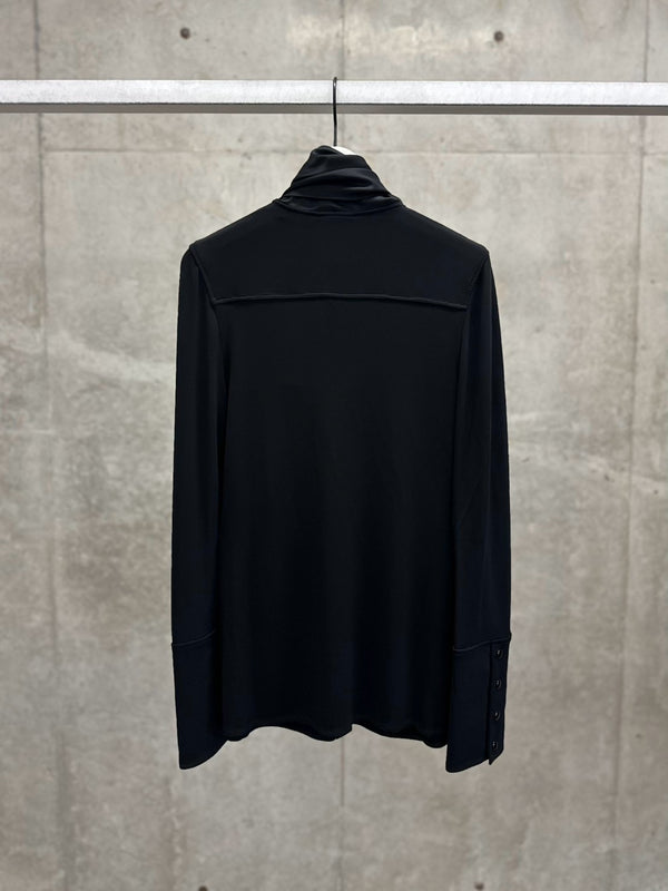 【326JCH152JS0145】SATIN SCARF COLLAR JERSEY SHIRT BLACK
