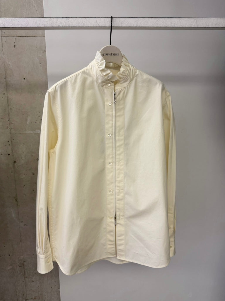 ZIP-UP FRILL COLLAR SHIRT OFFWHITE