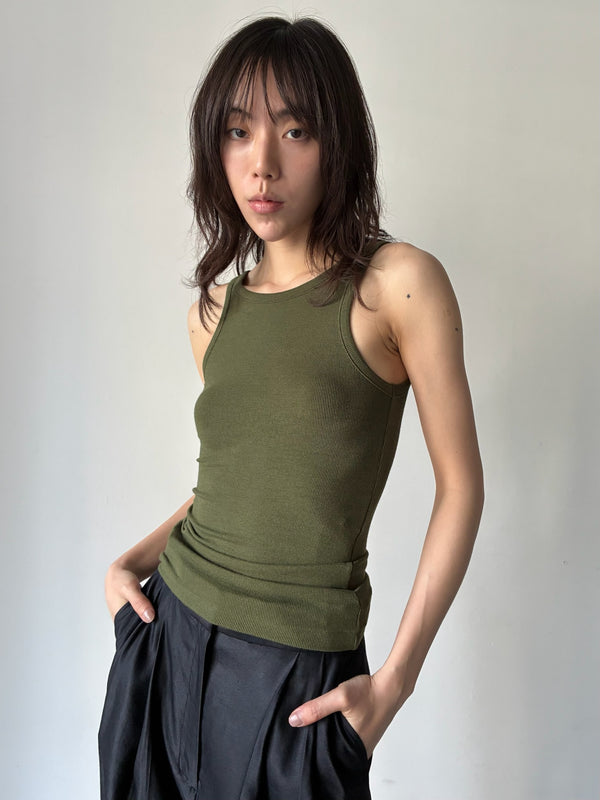 【034-026-CT016】RIB TANK TOP GREEN