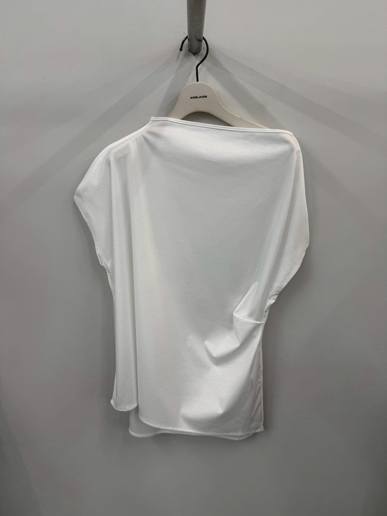 【034-026-CT017】SIDE TUCK COTTON TOPS WHITE