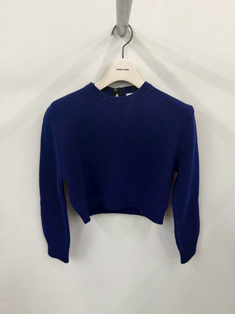 【J03GP0191】3/4 SLV CN CROP JUMPER BLUE