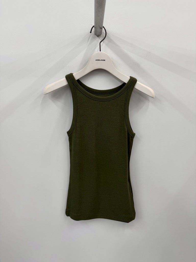 【034-026-CT016】RIB TANK TOP GREEN