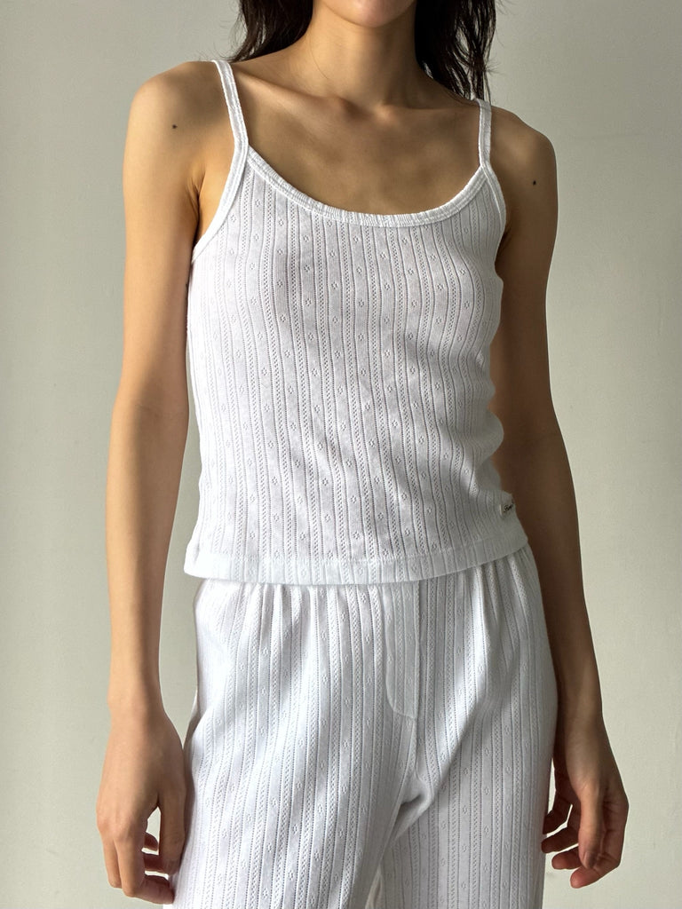 【33SR02TO11076326GY03】Signature Logo Pointelle Tank WHITE