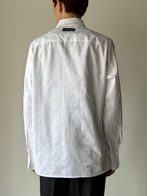 MOONOGRAM JACQUARD COTTON LS SHIRT WHITE