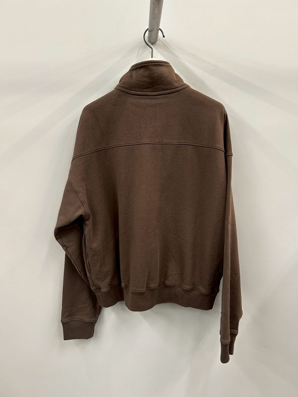 NY CREST EMBROIDERED QUARTER ZIP BROWN