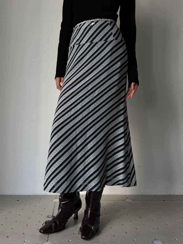 LACE JAQUARD STRIPE SKIRT MULTI