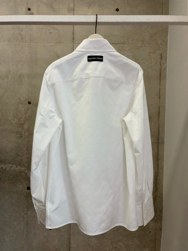 MOONOGRAM JACQUARD COTTON LS SHIRT WHITE