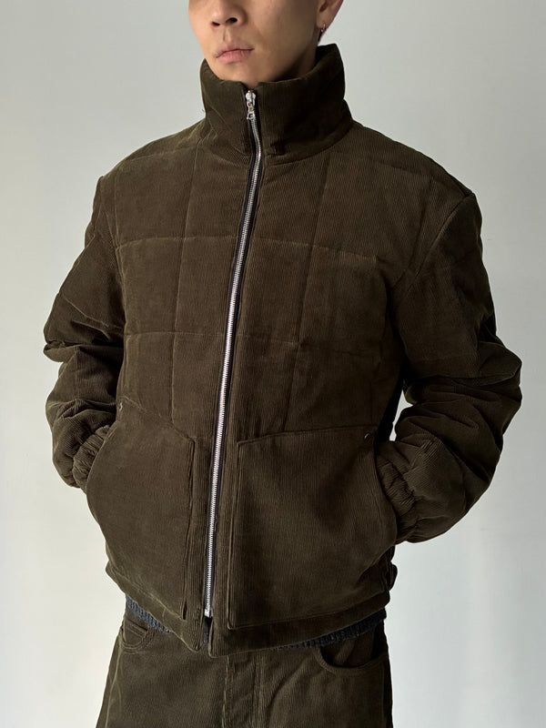 QUILTED CORDUROY PUFFER IN COTTON/WOOL-CASHMERE KHAKI