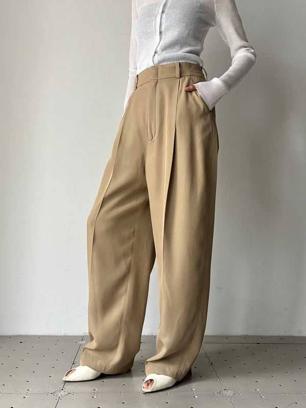 ACETATE POLYESTER TROUSERS BEIGE