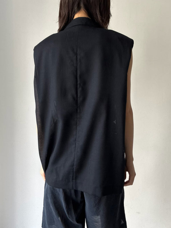 【034-026-WJ59】SHEER GILET BLACK