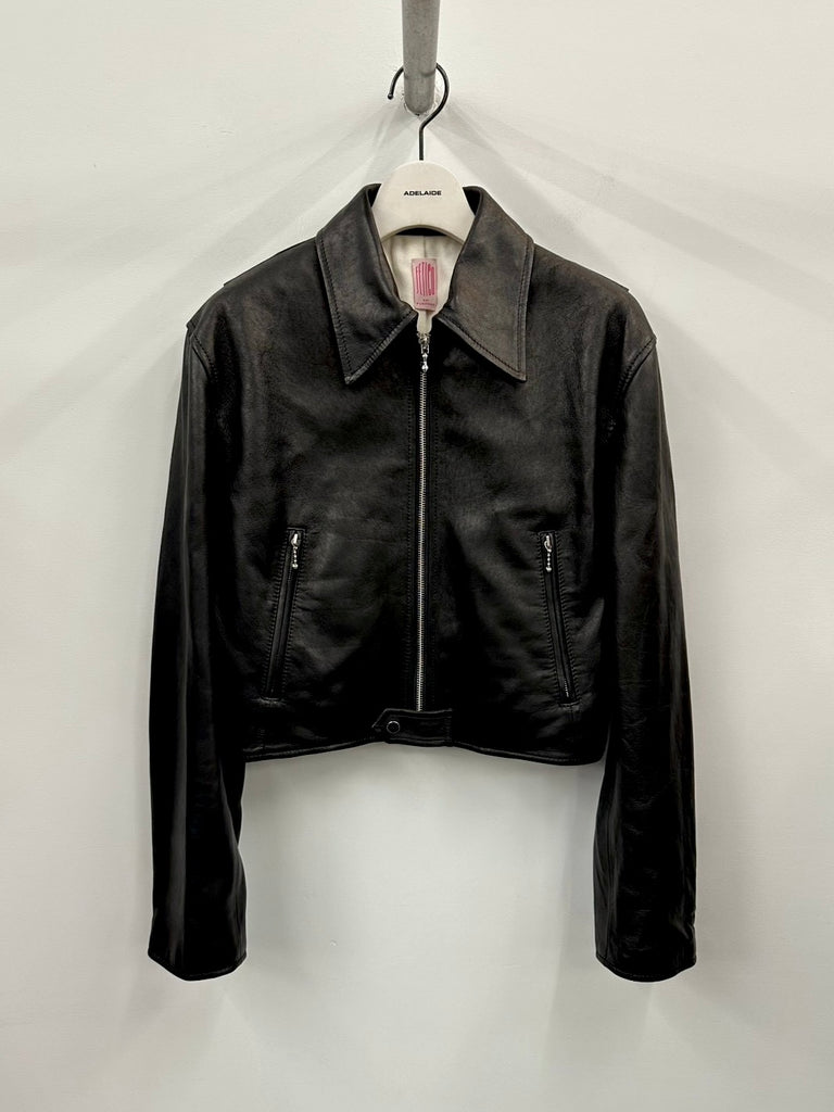 【FTC264-0211】LEATHER SHORT ZIP JACKET BLACK