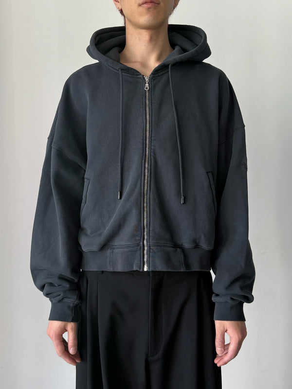 WASHED ZIP HOODIE BLACK