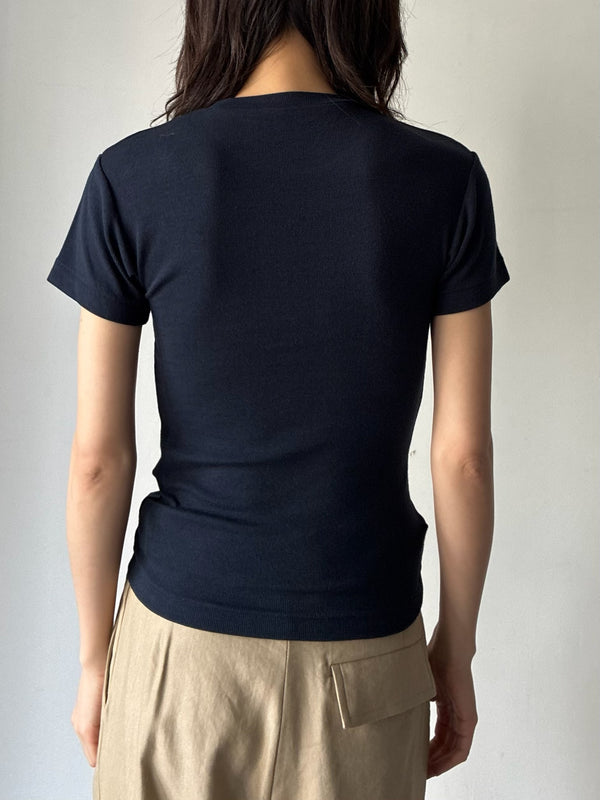 【034-026-CT015】RIB SHORT SLEEVE TS NAVY