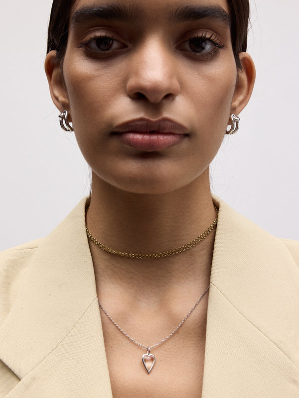 SMALL ROCK CRYSTAL PENDANT NECKLACE SILVER