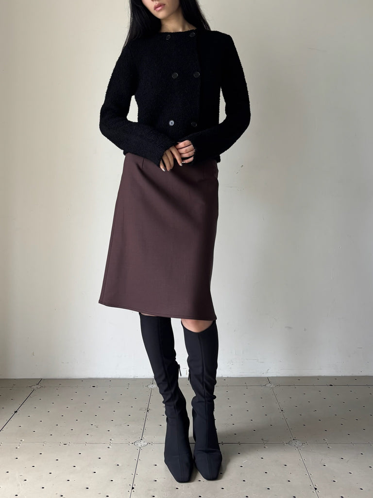 【326MPU289FI0001】RIB KNIT SLASH MOCKNECK SWEATER BLACK