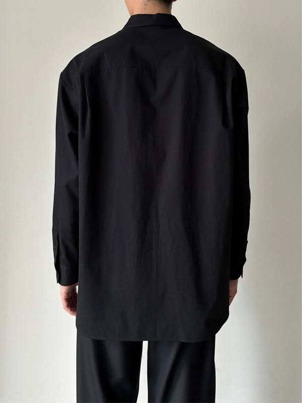 PIERCE SHIRT IN WOOL & LINEN BLACK
