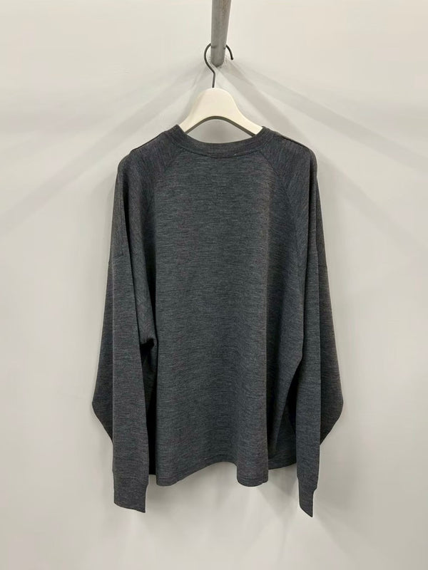 WOOL LONG SLEEVE TEE GREY