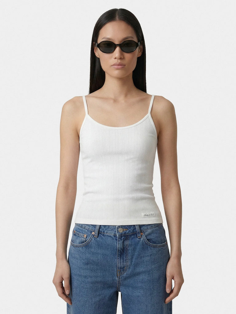 【33SR02TO11076326GY03】Signature Logo Pointelle Tank WHITE