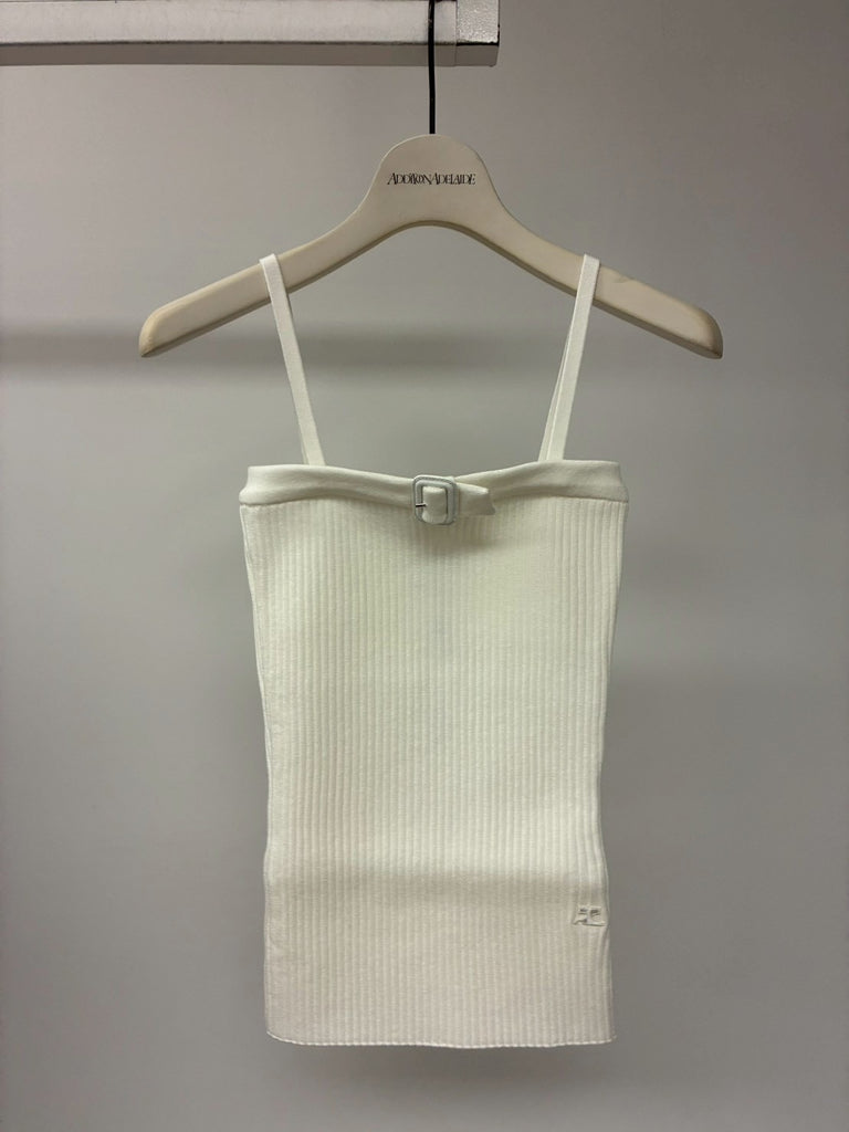 BUCKLE RIB KNIT TOP WHITE
