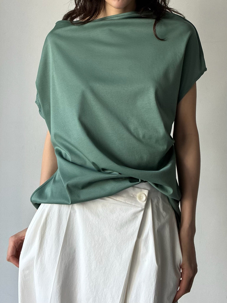 【034-026-CT017】SIDE TUCK COTTON TOPS GREEN