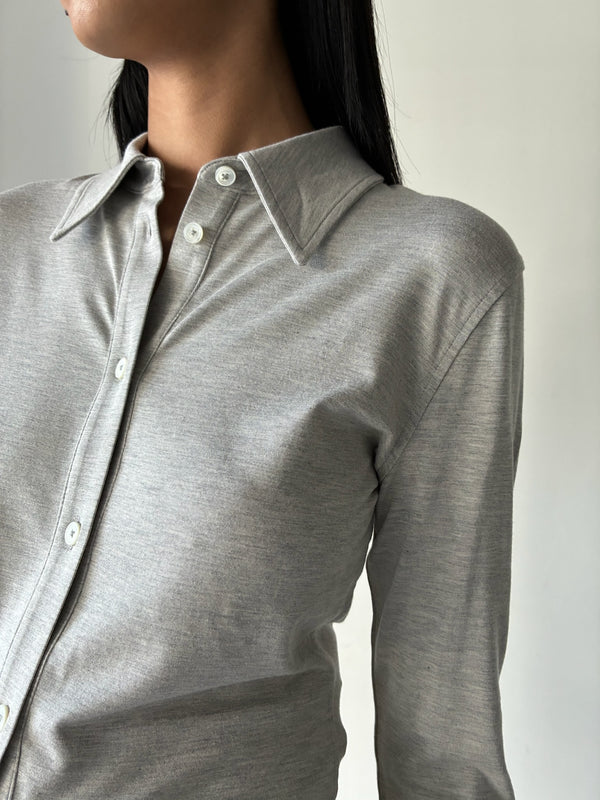 【263-WRT0752-FB0656-039】Fitted Jersey Shirt GREY