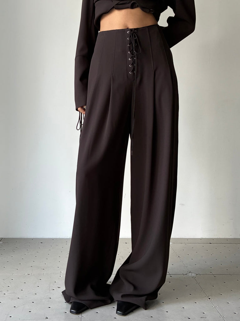 PLEATED PANTS BROWN