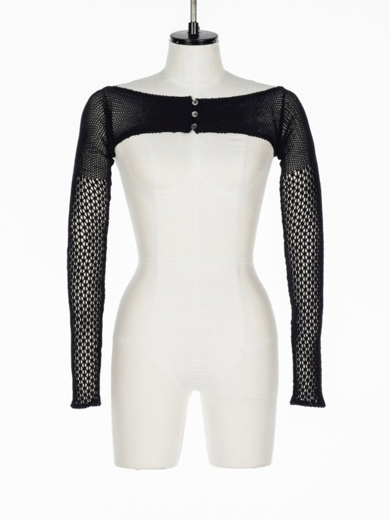 【FTC262-0714】RASCHEL LACE KNIT CROPPED BOLERO BLACK