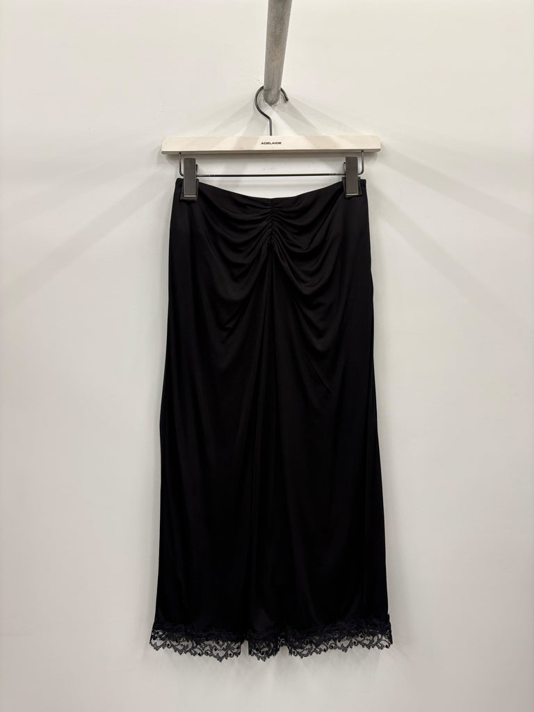 【FTC264-0407B】SATIN JERSEY DRAPED SKIRT BLACK